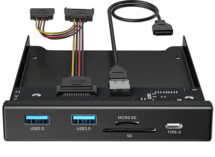 Milwaukee PC - BYEASY 3.5" Bay USB 3.0 HUB and Card Reader - 2xUSB3.0, 1xUSB-C, SD/MicroSD