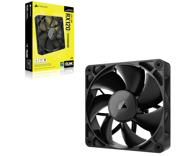 Milwaukee PC - CORSAIR iCUE LINK RX120  Expansion - 120mm PWM Fan, AirGuide, Single Pack, Black