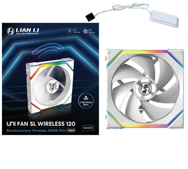 Milwaukee PC - Lian-Li UNI FAN SL 120 (White) Single 120mm Wireless RGB Fan - requires transmitter