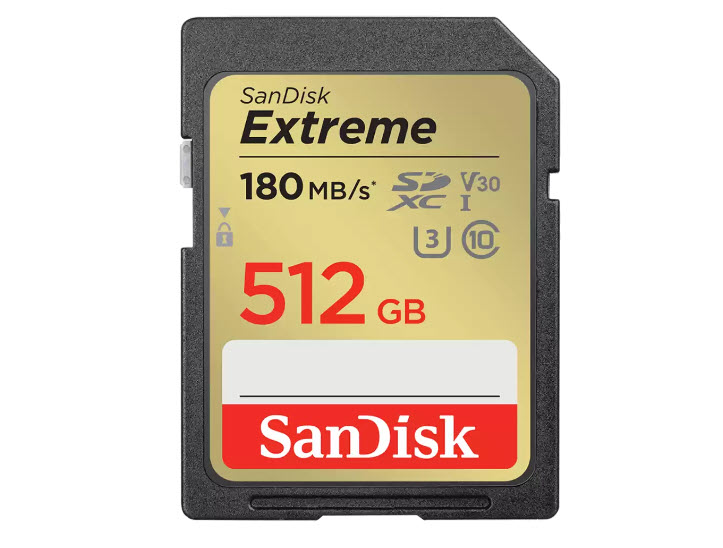 Milwaukee PC - SanDisk Extreme SD UHS-I Card 512GB, SDHC, R/W 180MB/s-130MB/s, Class3,
