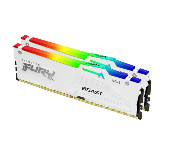 Milwaukee PC - Kingston Fury Beast RGB (White)-64GB Kit(2x32GB) DDR5-6000MHz, AMD EXPO, Intel XMP, CL30, 2Rx8 