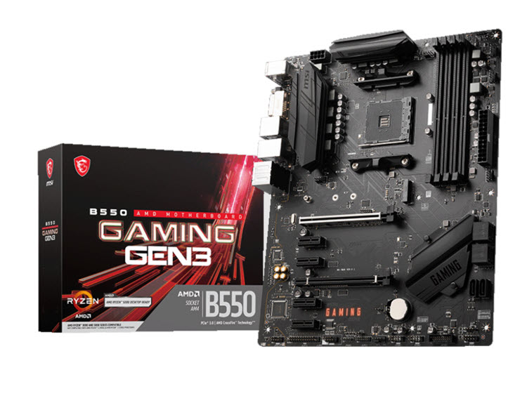 Milwaukee PC - MSI B550 Gaming GEN3 Motherboard - ATX, B550, AM4, 4xDDR4, 1xM.2, 6xSATA, PCIe4.0, 1Gb, CrossFire, DVI-D,HDMI 