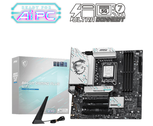 Milwaukee PC - MSI B860M GAMING PLUS WIFI - mATX, s1851, B860, AI, PCIe5.0, 4xDDR5, 3xM.2, 4xSATA, 5Gb, Wi-Fi 7,BT5.4,TB4, HDMI, DP 