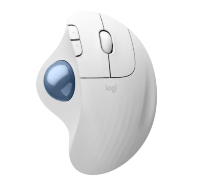 Milwaukee PC - Logitech Ergo M575S Wireless Trackball Mouse - Bluetooth LE, Logi Bolt, 2000dpi, 5 Buttons, Off White Blue Ball