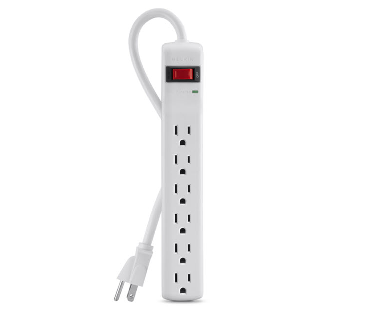 Milwaukee PC - Belkin 6-Outlet Surge Protector w/3-foot Power Cord - 300 Joules 120 V AC Input/Output