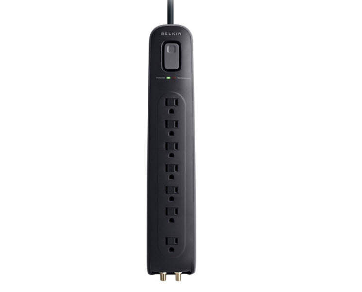 Milwaukee PC - Belkin 7-Outlet Surge Protector w/Coaxial Protection - 2000J, 4' Cord Black