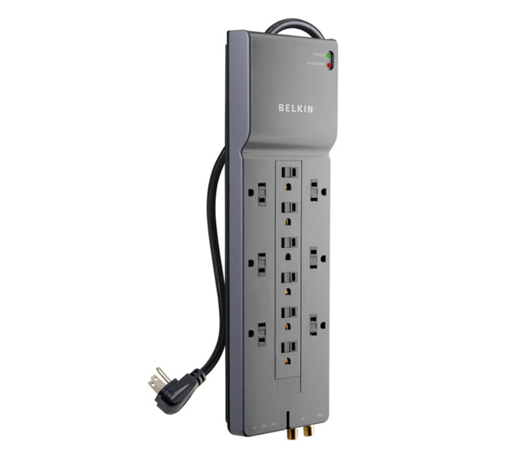 Milwaukee PC - Belkin 12-Outlet Surge Protector (3-Pack) w/8-ft-  R/Angle,RJ-11/DSL/Coaxial, 3780J,1875W