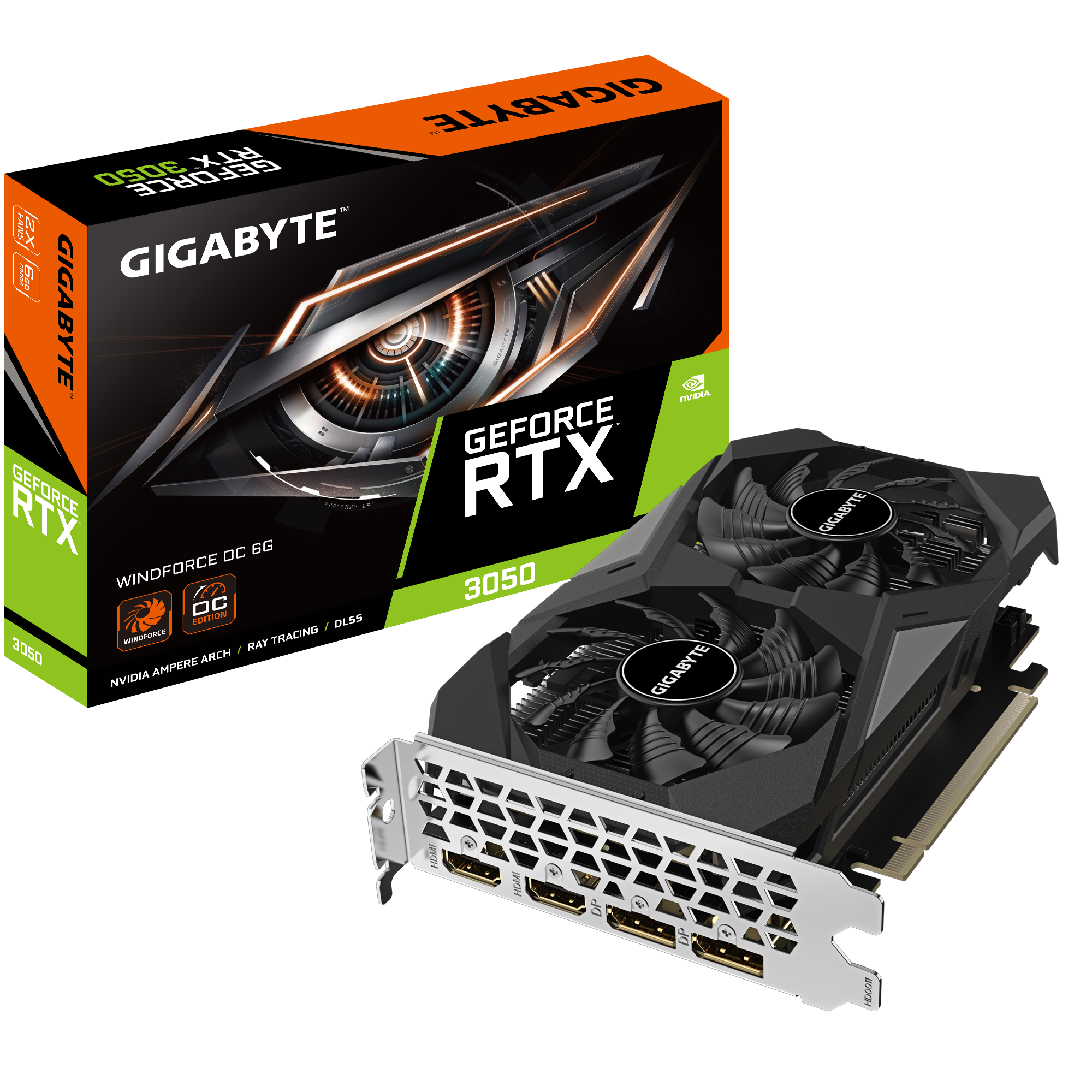 Milwaukee PC - Gigabyte GeForce RTX 3050 WINDFORCE OC 6G - PCIe4.0, 2 Slot, 2xDP, 2xHDMI, 6GB GDDR6 