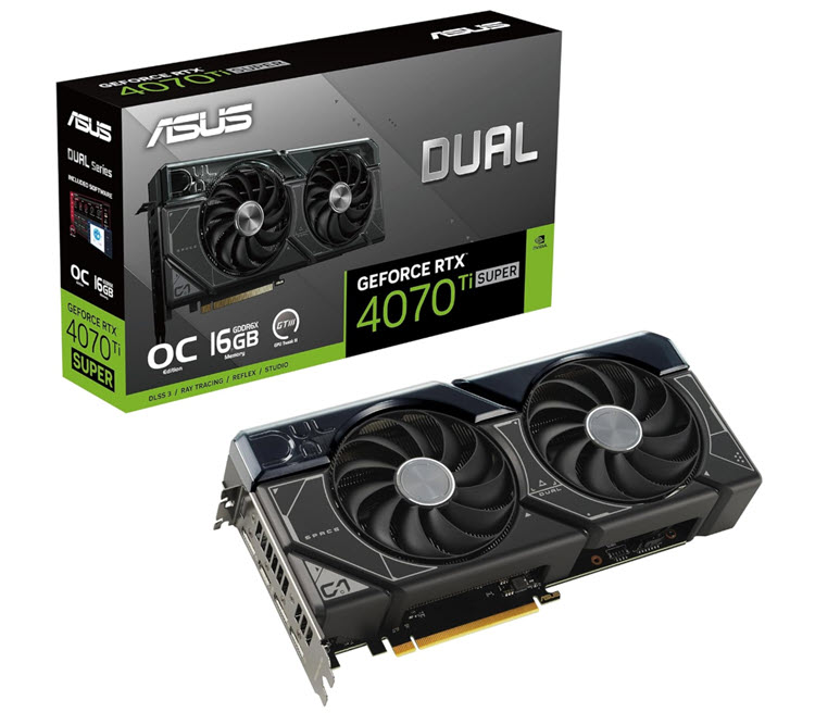 Milwaukee PC - ASUS Dual GeForce RTX 4070 Ti SUPER OC Edition 16GB GDDR6X - PCIe4.0, 2.56 Slot, 710 AI TOPS, NVIDIA DLSS 3, HDCP, HDMI, DP