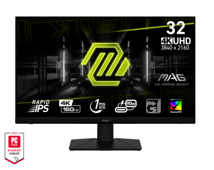 Milwaukee PC - MSI MAG 322UPF - 32" 4K UHD Rapid IPS, 350/400nits, 1ms, 160Hz, FreeSync Prem, HDR400, 1xDP, 2xHDMI, USB-C, T/S/H, Frameless