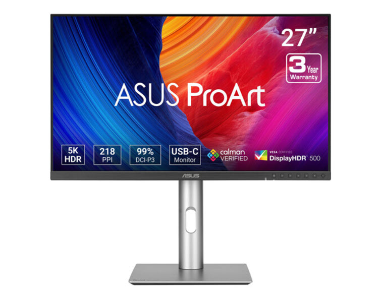 Milwaukee PC - Asus ProArt Display 5K PA27JCV-27" 5K LuxPixel AGLR, 60Hz, 400nits, 5ms, HDR, Low Blue Light, Calman Verified, USB-C, DP,HDMI