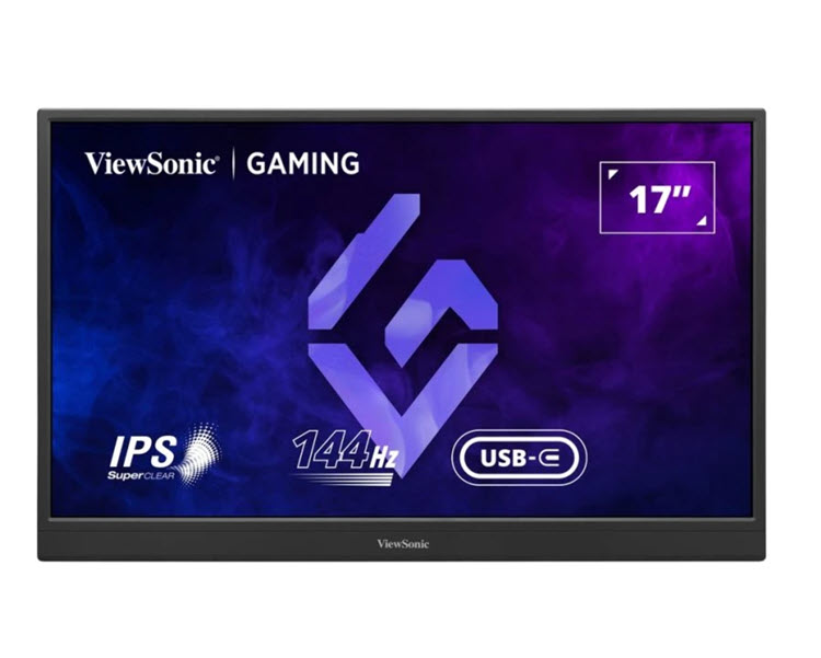 Milwaukee PC - ViewSonic VX1754 Portable Gaming Monitor - 17" FHD IPS, 250nits, 4ms, 144Hz, FreeSync, Low Blue Light,m/HDMI,USB-C,Kickstand