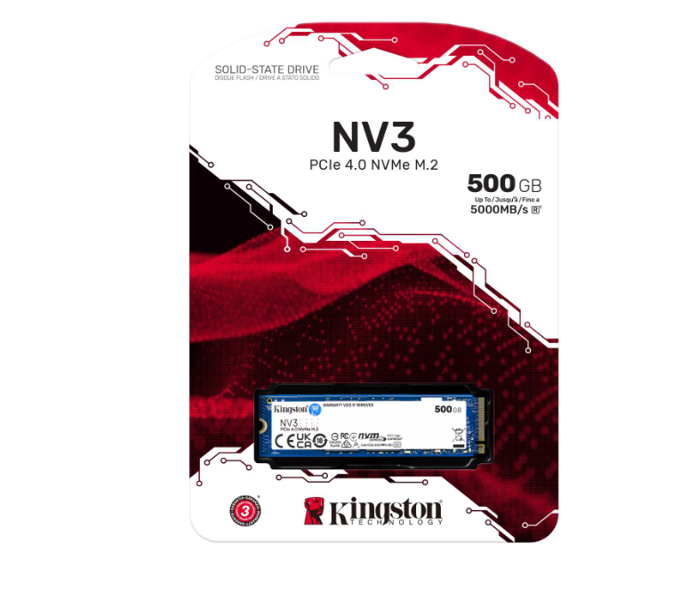 Milwaukee PC - Kingston 500GB NV3 NVMe M.2 2280 PCIe 4.0 Gen 4x4, w/Acronis, R/W 5,000/3,000MB/s