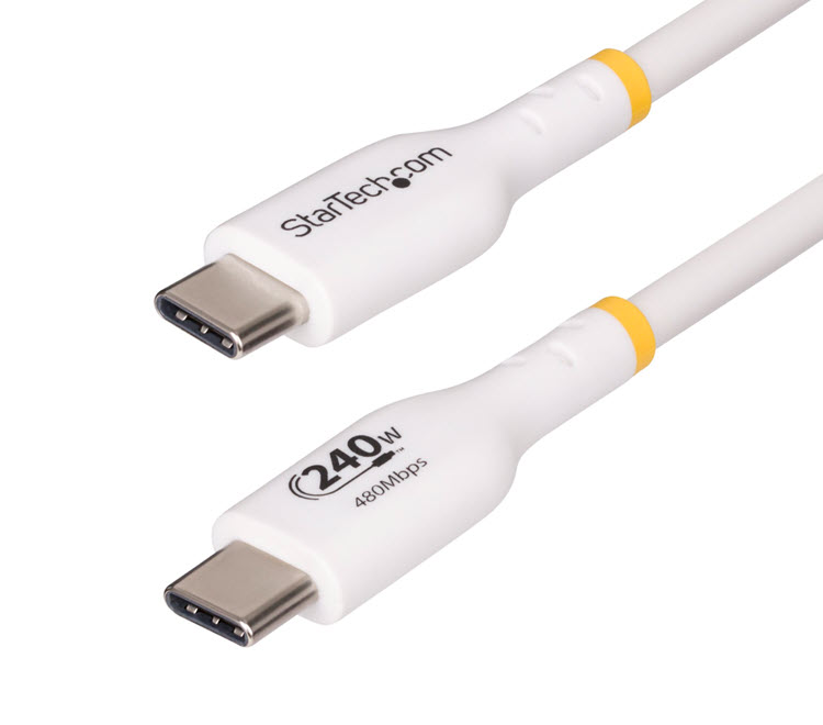 Milwaukee PC - StarTech 6ft White USB-C Charging Cable, USB-IF Certified USB C Cable, 240W PD EPR, USB 2.0 Type-C Data Transfer Cable