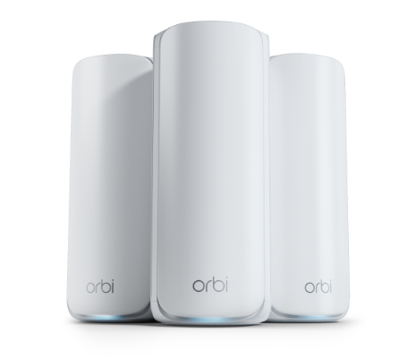 Milwaukee PC - Netgear Orbi 770 Series Tri-Band WiFi 7 Mesh 3-Pack - Router/2xSatellite, 7x 2.5Gbps Eternet Ports,1x2.5G, Armor